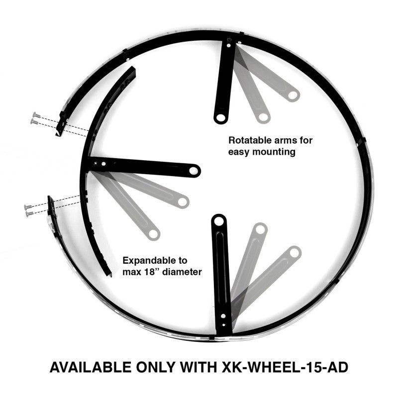 XKGLOW XK-WHEEL-15-AD XK Glow Adjustable LED RGB 15In Wheel Ring Light 1pc