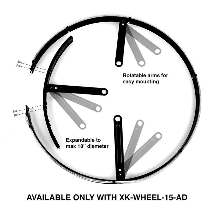 XKGLOW XK-WHEEL-15-AD XK Glow Adjustable LED RGB 15In Wheel Ring Light 1pc