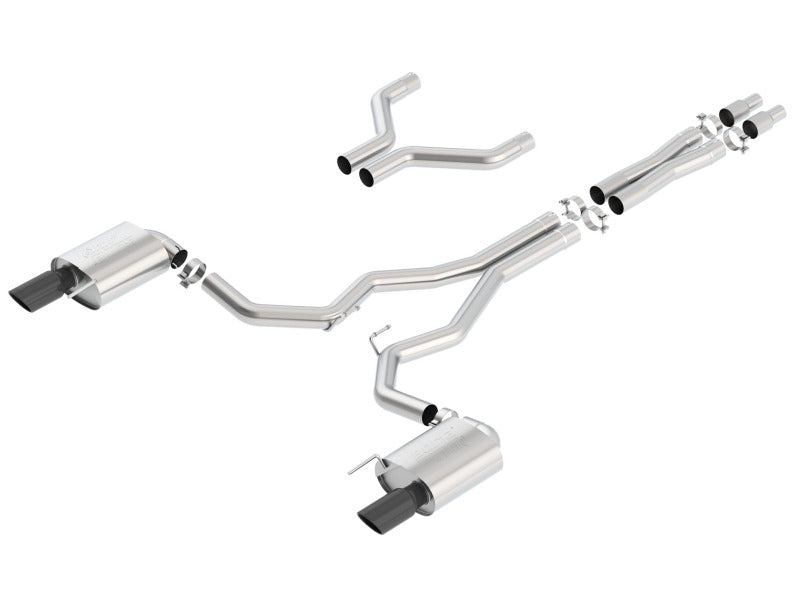 Borla 140630BC Atak Cat-Back 15-17 Ford Mustang GT 5.0L V8 MT/AT 3in pipe 4in Black Chrome Tips