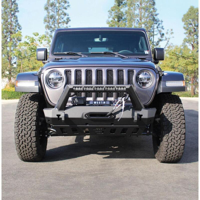 Westin 59-80085 18-19 Jeep Wrangler JL Stubby Front Bumper - Textured Black