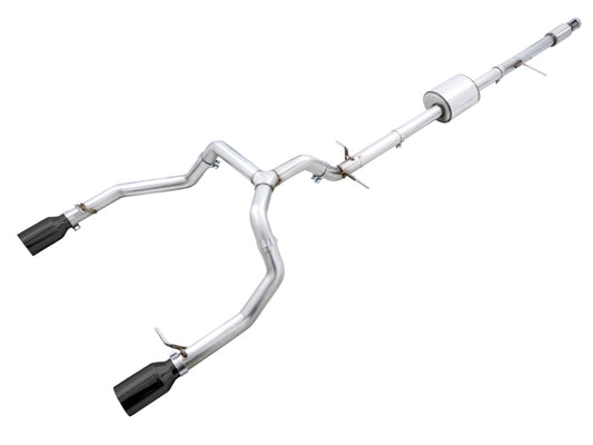 AWE Tuning 3015-33206 4th Gen GM 1500 5.3L 0FG Catback Split Rear Exit (Flat Bumper) - Dual Diamond Tips