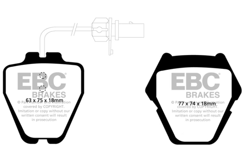 EBC 99-01 Audi A6 Quattro 2.7 Twin Turbo Sedan (8 Pad Set) Redstuff Front Brake Pads