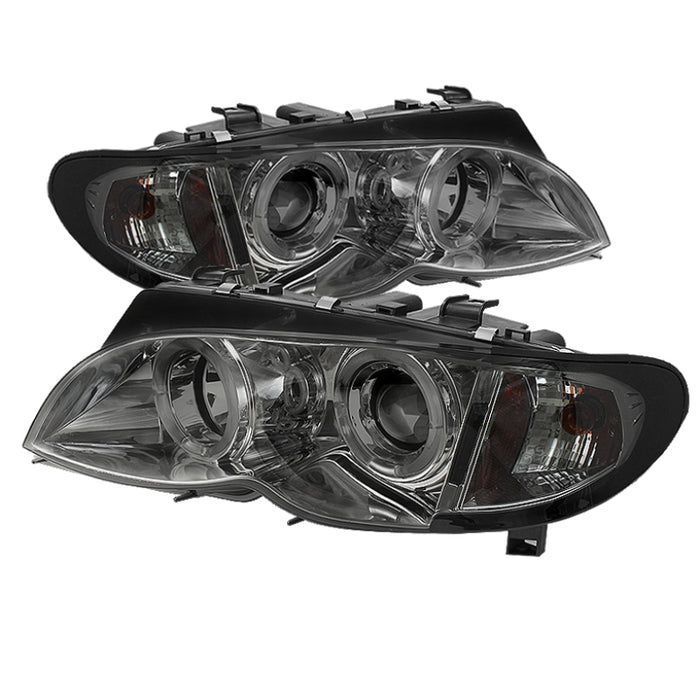 SPYDER 5042422 Spyder BMW E46 3-Series 02-05 4DR Projector Headlights 1PC LED Halo Smke PRO-YD-BMWE4602-4D-AM-SM