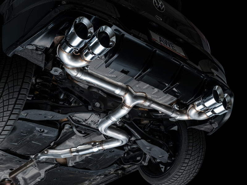 AWE Tuning 3020-42658 AWE MK8 Volkswagen Golf R 3in Track Edition Quad Exhaust - Chrome Silver Tips