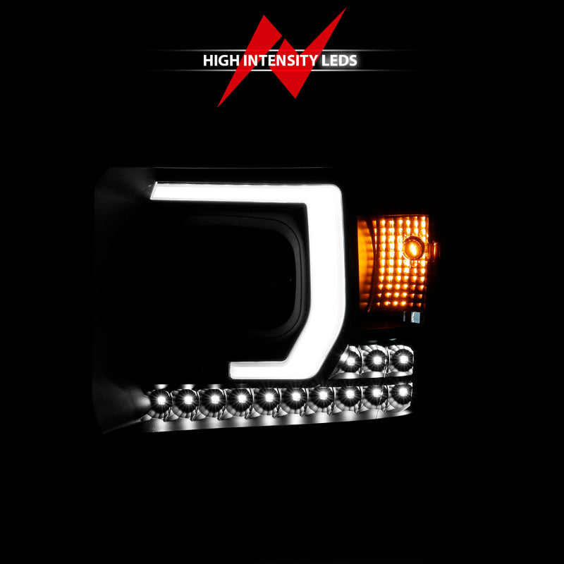 ANZO 111450 2014-2015 GMC Sierra 1500HD Projector Plank Style Headlight Black W/ DRL