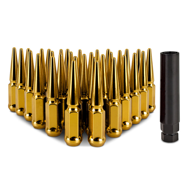 Mishimoto MMLG-SP1415-32GD Steel Spiked Lug Nuts M14 x 1.5 32pc Set Gold