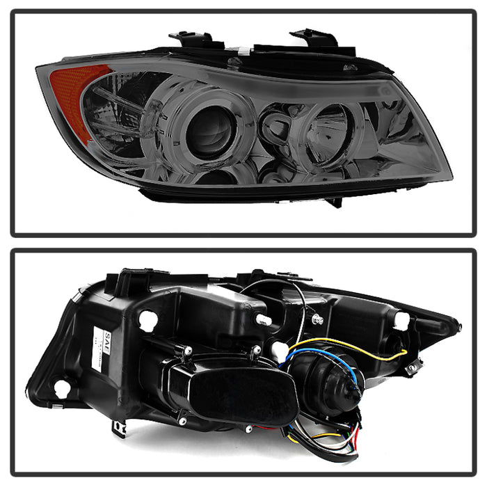 SPYDER 5009029 Spyder BMW E90 3-Series 06-08 (4 dr) Proj LED Halo Amber Reflctr Rplc Bulb Smke PRO-YD-BMWE9005-AM-S