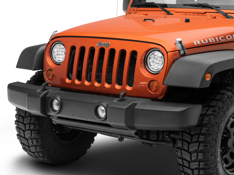 Raxiom J108047 97-18 Jeep Wrangler TJ/JK Axial Spider LED Headlight w/ Amber DRL- Chrome Hsng (Clear Lens)
