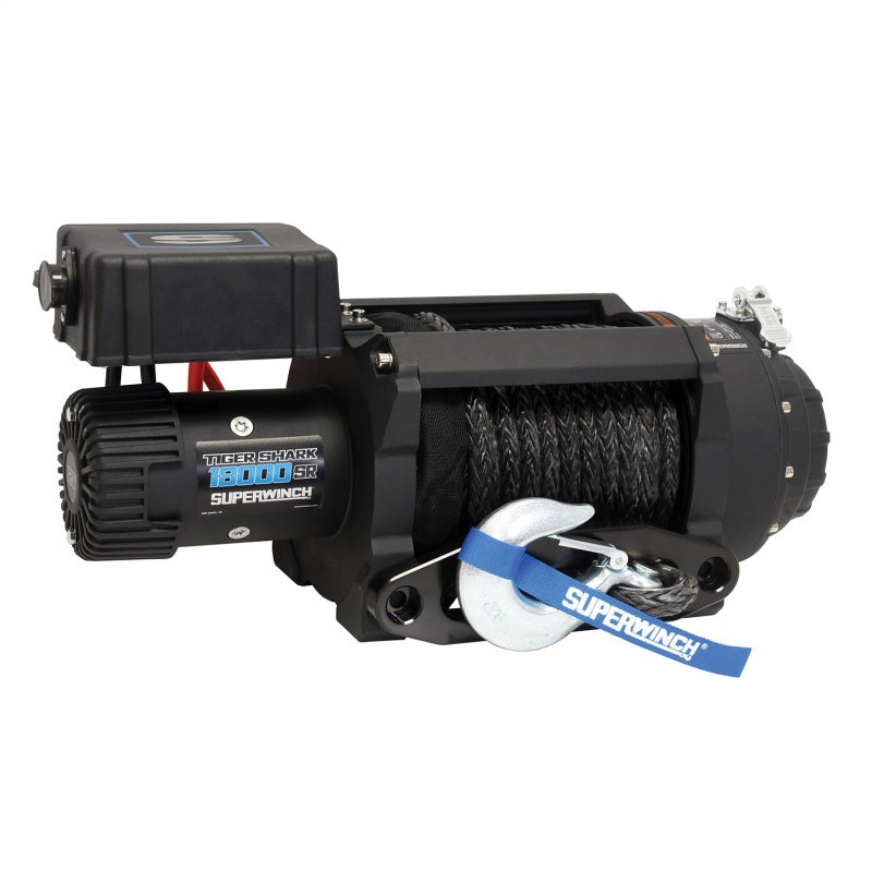 Superwinch 1518001 18000 LBS 12V DC 33/64in x 79 ft Synthetic Rope Tiger Shark 18000SR Winch