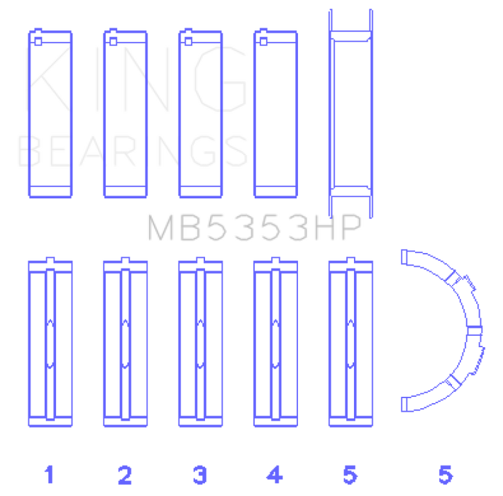 King Engine Bearings MB5353HP.026 Ford 281 4.6L SOHC 16V Performance Main Bearing Set - Oversize .026