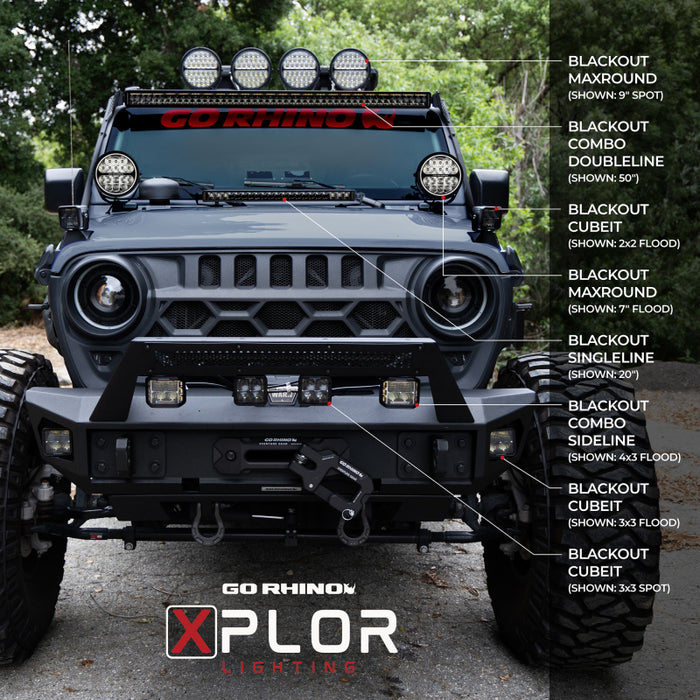 Go Rhino 751052012CSS Xplor Blackout Combo Series Sgl Row LED Light Bar w/Amber (Side/Track Mount) 20.5in. - Blk