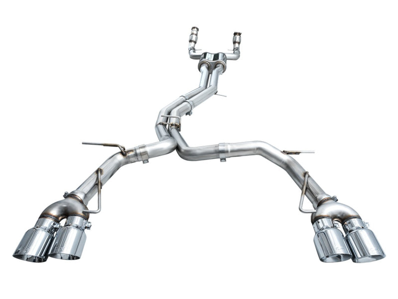 AWE Tuning 3020-42101 19-23 Audi C8 S6/S7 2.9T V6 AWD Track Edition Exhaust - Chrome Silver Tips