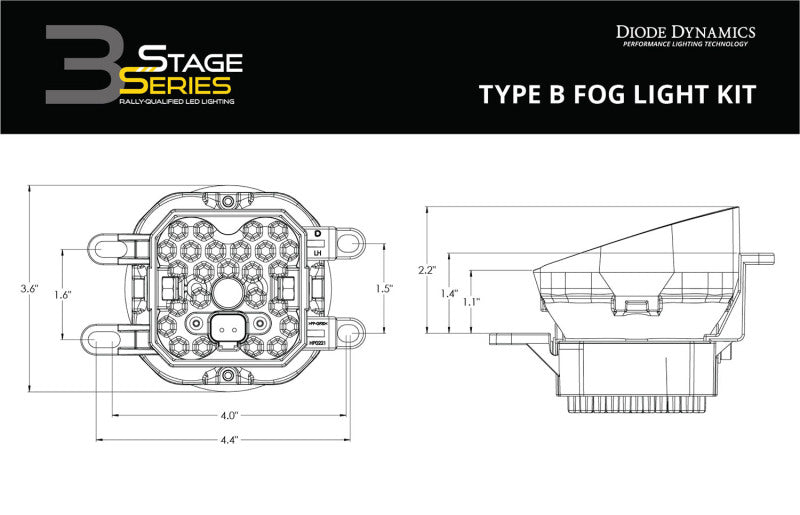 Diode Dynamics DD7000 SS3 Pro Type B Kit ABL - Yellow SAE Fog