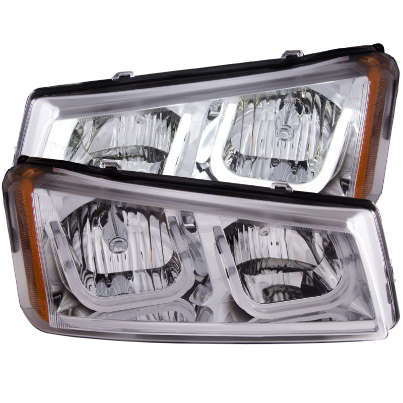 ANZO 111313 2003-2006 Chevrolet Silverado 1500 Projector Headlights w/ U-Bar Chrome
