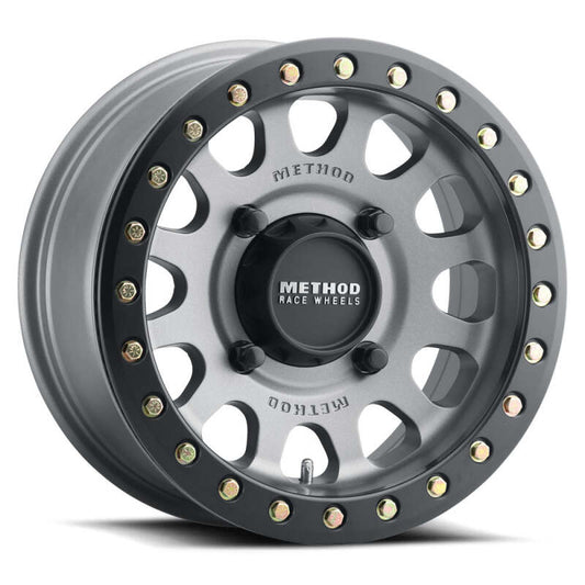 Method Wheels MR40157046852B Method MR401 UTV Beadlock 15x7 / 5+2/38mm Offset / 4x156 / 132mm CB Titanium Wheel- Matte Black Ring