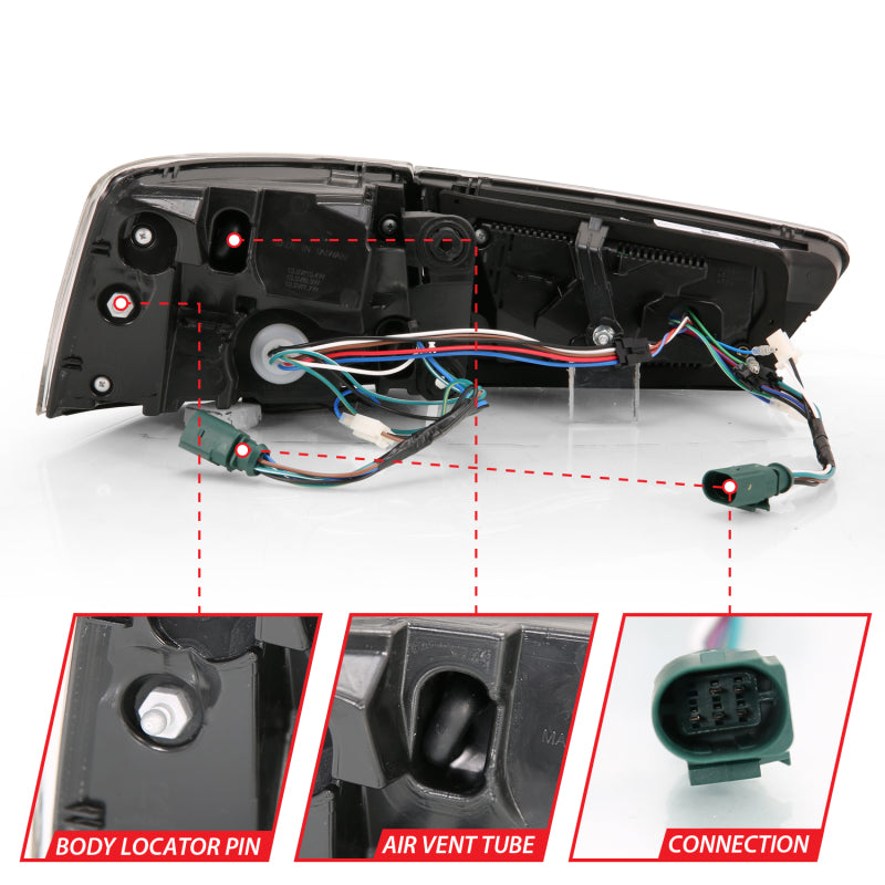 ANZO 321353 2012-2018 Audi A6 LED Taillight Black Housing Red/Clear Lens 4 pcs (Sequential Signal)