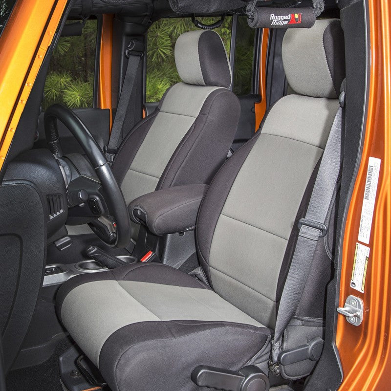 Rugged Ridge 13295.09 Seat Cover Kit Black/Gray 07-10 Jeep Wrangler JK 4dr