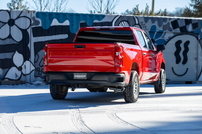 MBRP S5019BLK 19-24 GM 1500 Silverado/Sierra 2.7L Blk-Coated Alum. Steel 3in Cat-Back Single Side 4in Blk Tip
