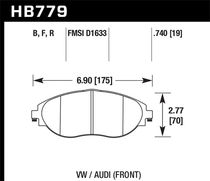 Hawk Performance HB779Z.740 Hawk 15-16 Audi S3 Performance Ceramic Front Brake Pads