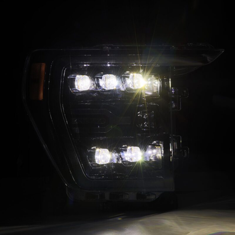 AlphaRex 880138 21-22 Ford F-150 NOVA LED Proj Headlights Plank Style Alpha Blk w/Activ Light/Seq Signal