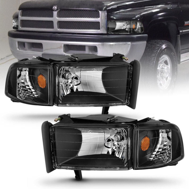 ANZO 111067 1994-2001 Dodge RAM Crystal Headlights Black
