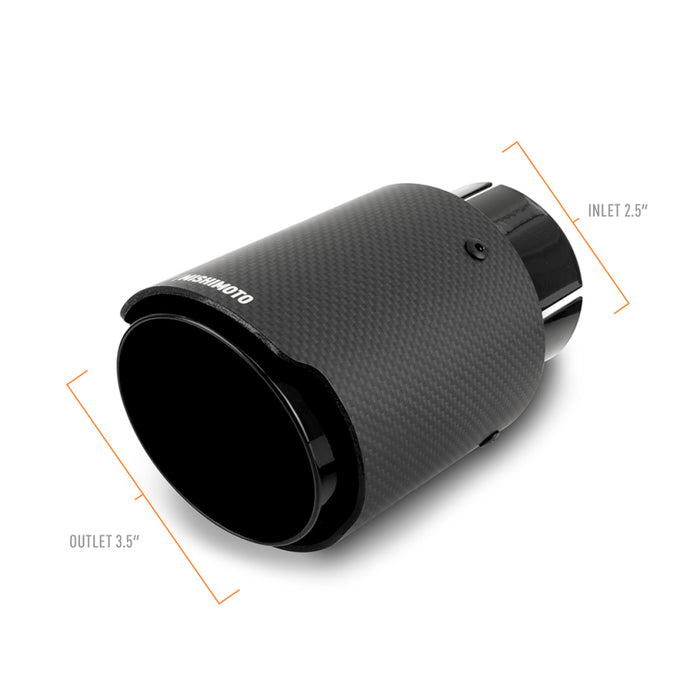 Mishimoto MMEXH-TIP-CFD25BK 2x Carbon Fiber Muffler Tip 2.5in Inlet 3.5in Outlet Black