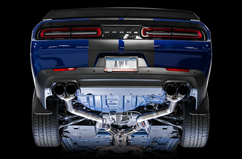 AWE Tuning 3015-43144 2015+ Dodge Challenger 6.4L/6.2L SC Track Edition Exhaust - Quad Diamond Black Tips