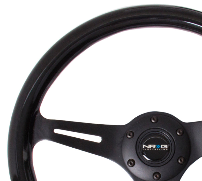 NRG ST-015BK-BK Classic Wood Grain Steering Wheel (350mm) Black Paint Grip w/Black 3-Spoke Center
