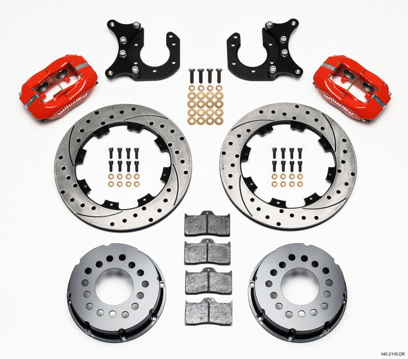 Wilwood 140-2118-DR Forged Dynalite P/S Rear Kit Drilled Red New Big Ford 2.50in Offset