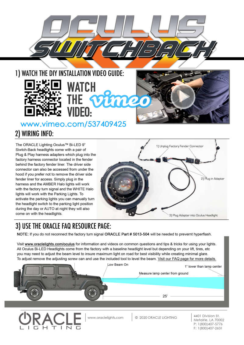 ORACLE Lighting 5839-023 Oracle Jeep JL/Gladiator JT Oculus Bi-LED Projector Headlights - Amber/White Switchback SEE WARRANTY