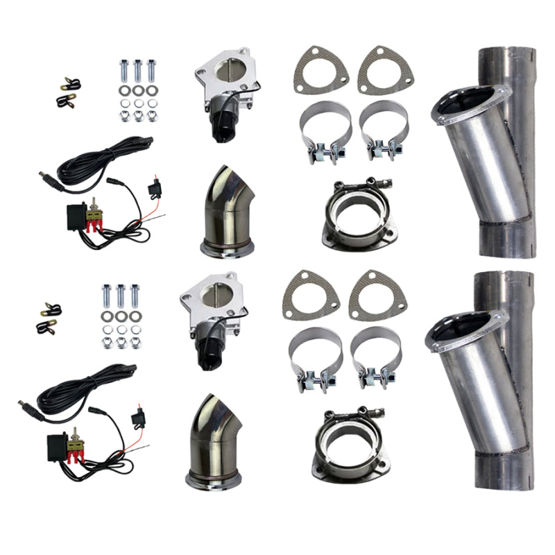 Granatelli Motor Sports 303522D Granatelli 2.25in Alum Mild Steel Electronic Dual Slip Fit Exhaust Cutout w/Band Clamps