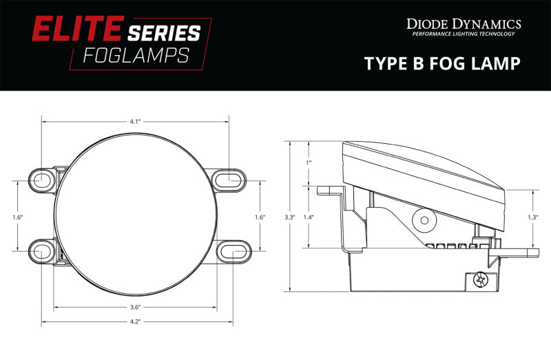 Diode Dynamics DD5137P Elite Series Type B Fog Lamps - Yellow (Pair)