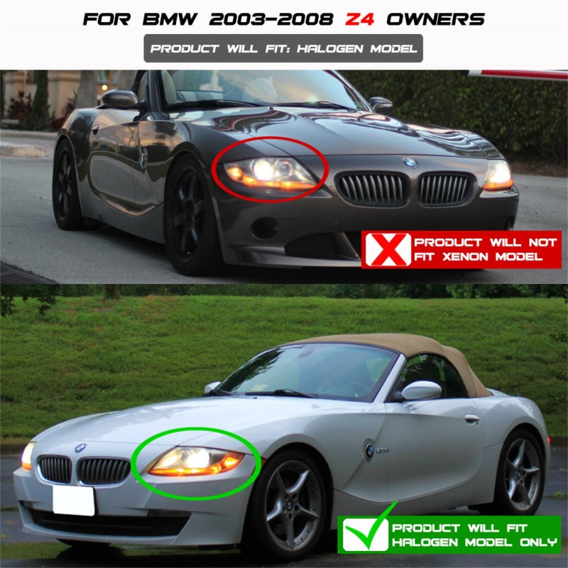 SPYDER 5029072 Spyder BMW Z4 03-08 Projector Headlights Halogen Model Only - LED Halo Black PRO-YD-BMWZ403-HL-BK