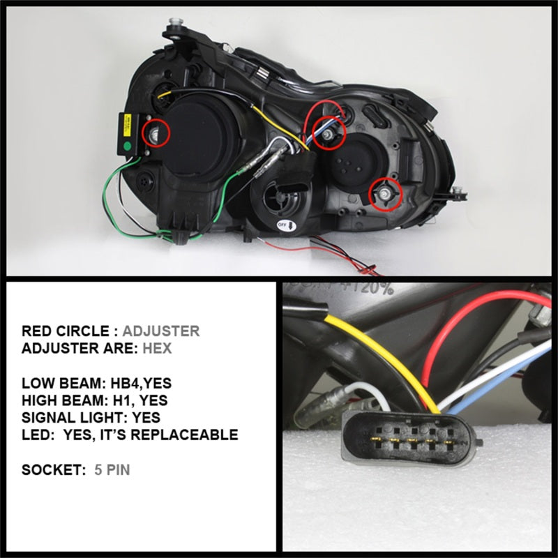 SPYDER 5038029 Spyder Mercedes Benz CLK 03-09 Projector Halogen Model- LED Halo DRL Chrm PRO-YD-MBCLK03-DRL-C