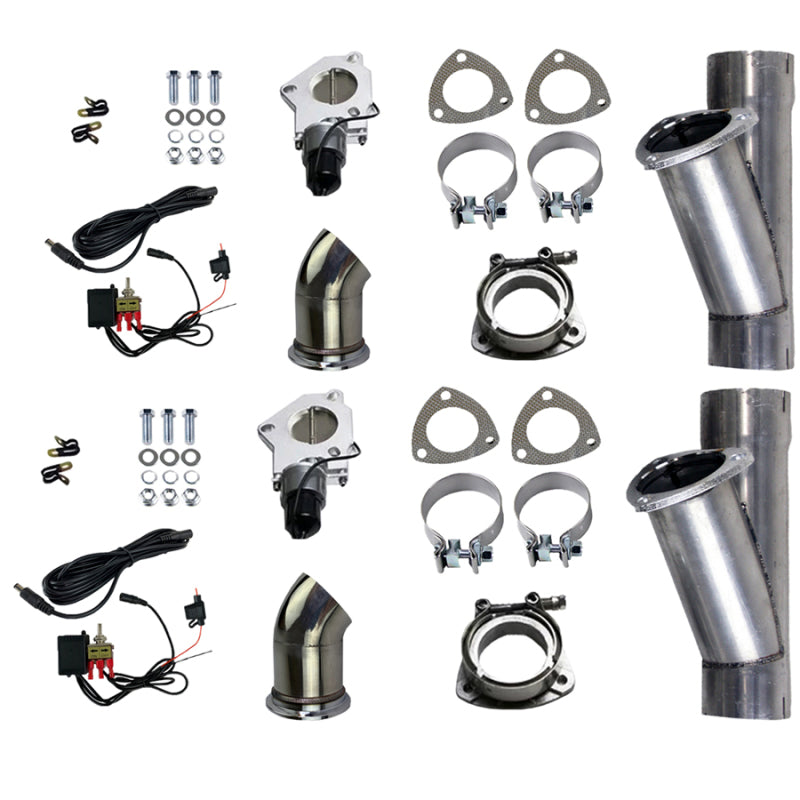 Granatelli Motor Sports 303530D Granatelli 3.0in Alum Mild Steel Electronic Dual Slip Fit Exhaust Cutout w/Band Clamps