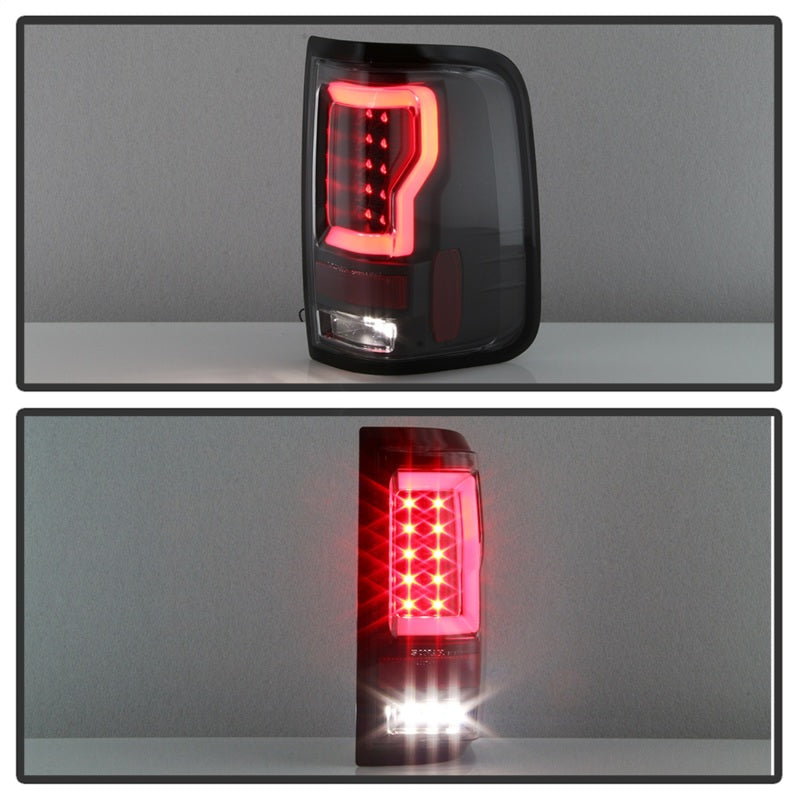SPYDER 5084170 Spyder 04-08 Ford F-150 Projector Tail Lights - Light Bar DRL LED - Black ALT-YD-FF15004V2-LBLED-BK