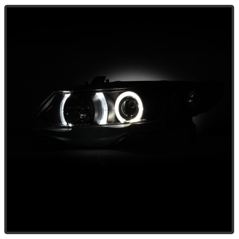 SPYDER 5010780 Spyder Honda Civic 06-08 2Dr Projector Headlights LED Halo Black High H1 Low H1 PRO-YD-HC06-2D-HL-BK