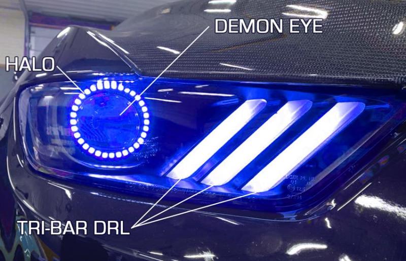 ORACLE Lighting 8199-332 Oracle 15-17 Ford Mustang Dynamic RGB+A Pre-Assembled Headlights - Black Edition - SEE WARRANTY