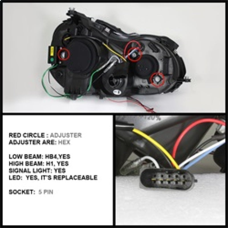 SPYDER 5038029 Spyder Mercedes Benz CLK 03-09 Projector Halogen Model- LED Halo DRL Chrm PRO-YD-MBCLK03-DRL-C