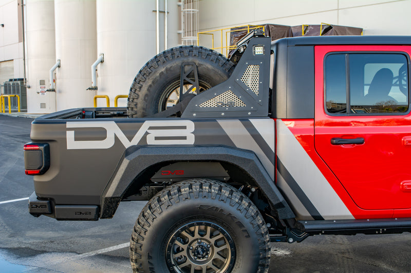 DV8 Offroad TCGL-02 2019+ Jeep Gladiator Universal Stand Up In-Bed Tire Carrier