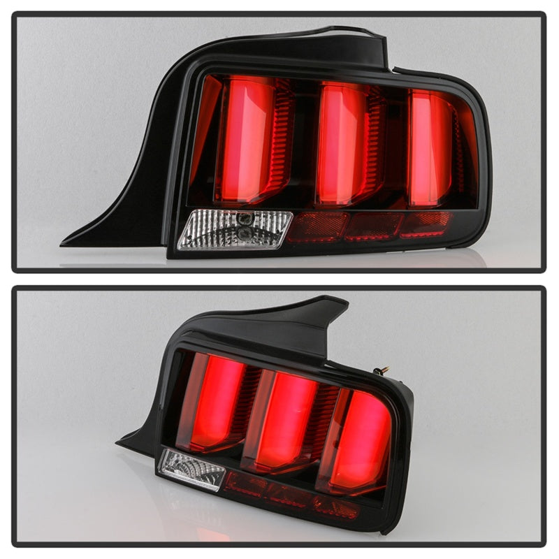 Spyder 05-09 Ford Mustang (Red Light Bar) LED Tail Lights - Black ALT-YD-FM05V3-RBLED-BK