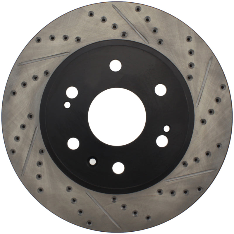 StopTech 05-10 GMC Sierra 1500 (w Rear Drum) / 07-09 GMC Yukon Front Right Slotted & Drilled Rotor