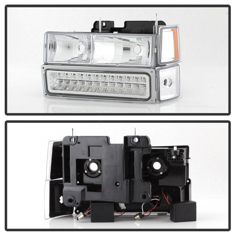 SPYDER 5069559 Xtune 92-94 Blazer Full Size Corner/LED Bumper Headlights Chrome HD-JH-CCK88-LED-AM-C-SET