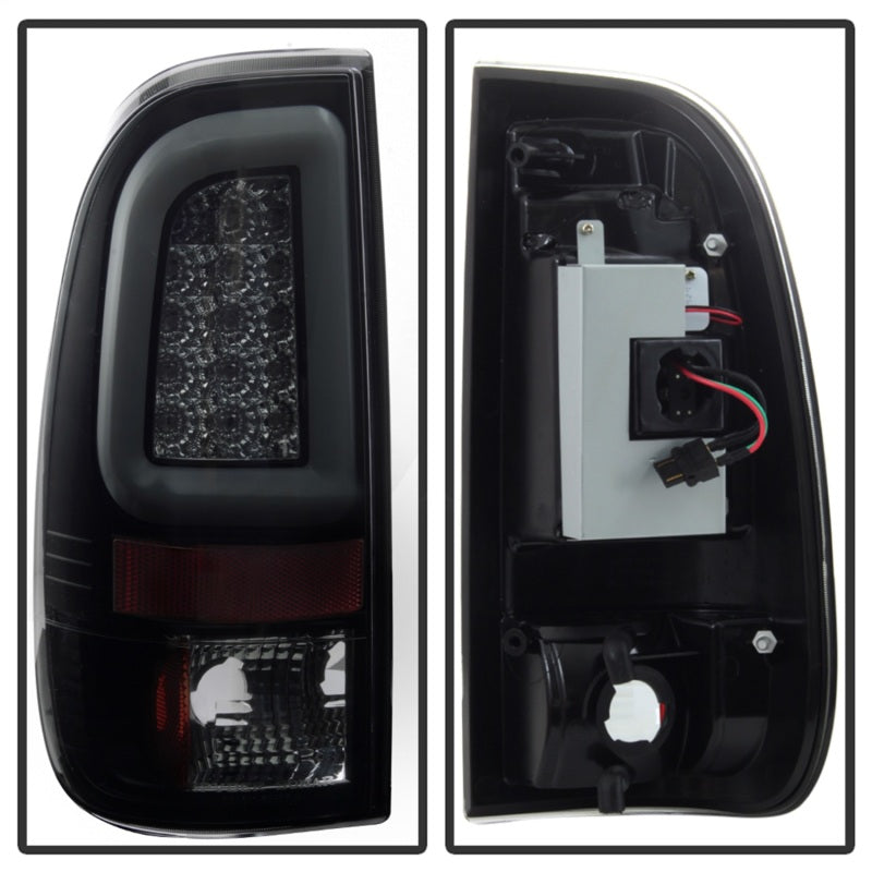 SPYDER 5084248 Spyder 97-03 Ford F150 Stylsd. F250 V3 Lght Bar LED Tail Lights - Blk Smk ALT-YD-FF15097V3-LBLED-BSM