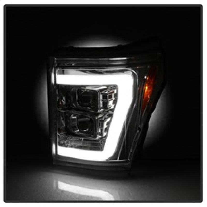 SPYDER 5084705 Spyder 11-16 Ford F-250/F-350 V2 Projector Headlights - Light Bar DRL - Chrome PRO-YD-FS11V2-LB-C