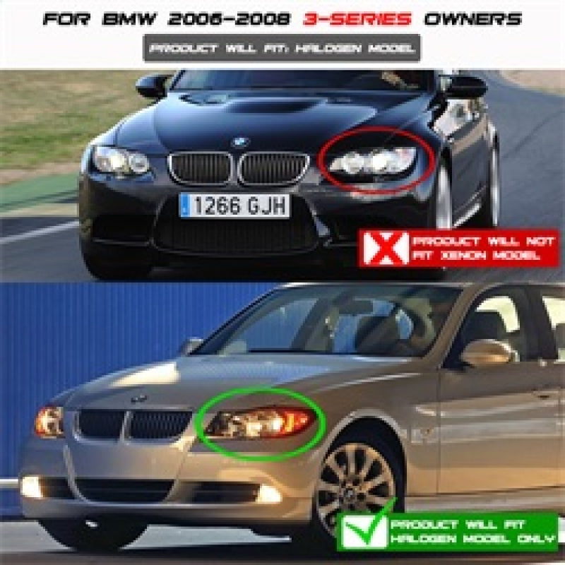 SPYDER 5009029 Spyder BMW E90 3-Series 06-08 (4 dr) Proj LED Halo Amber Reflctr Rplc Bulb Smke PRO-YD-BMWE9005-AM-S