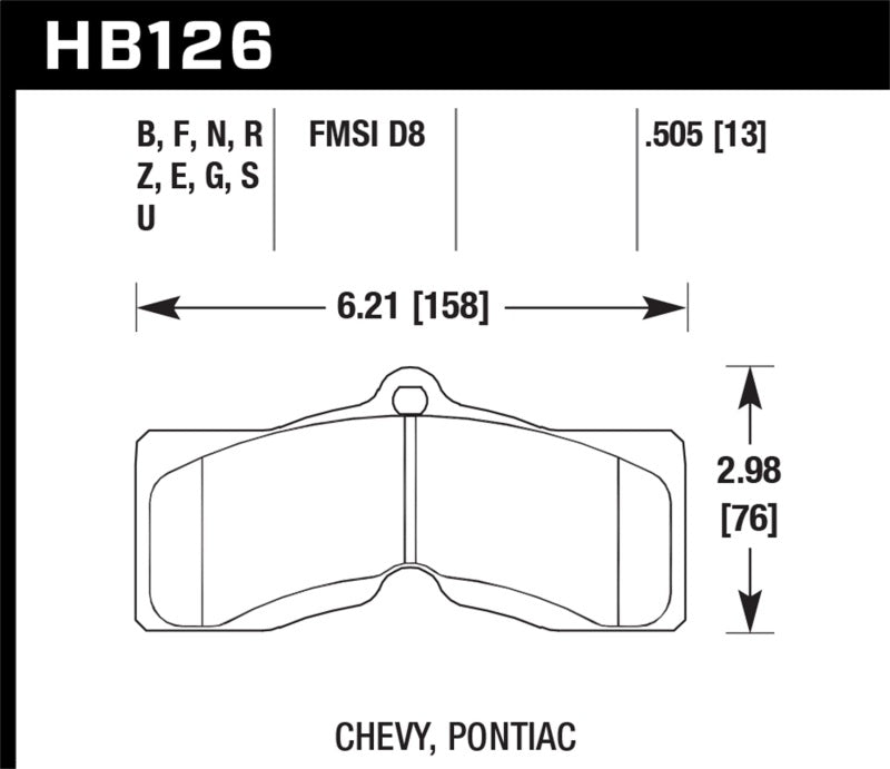 Hawk Performance HB126S.505 Hawk 78-82 Chevy Corvette H-10 Performance Front Brake Pads