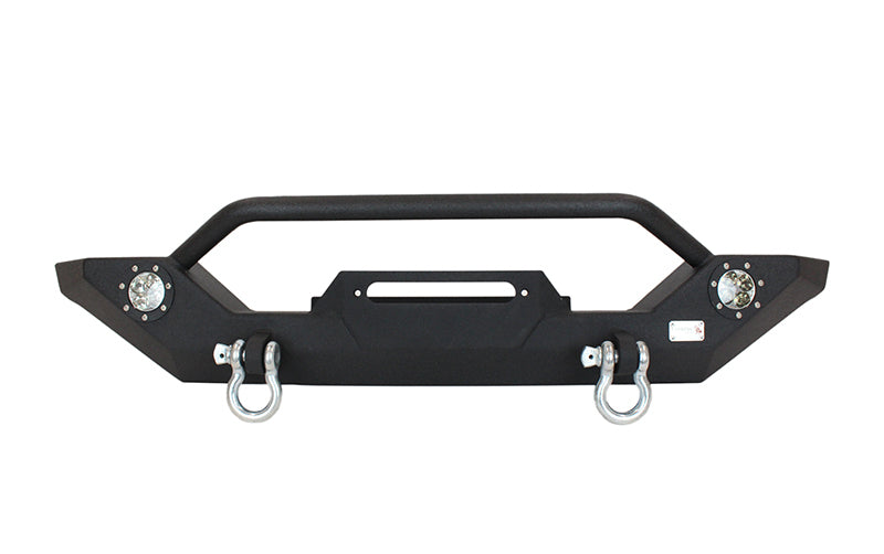 Fishbone Offroad FB22016 87-06 Jeep TJ/YJ Wrangler TJ/YJ Steel Front Bumper W/LEDs - Blk Textured Powercoat