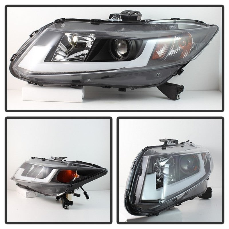SPYDER 5076519 Spyder 12-14 Honda Civic (Excl. 2014 Coupe) Projector Headlights Lgtbr DRL Black PRO-YD-HC12-DRL-BK