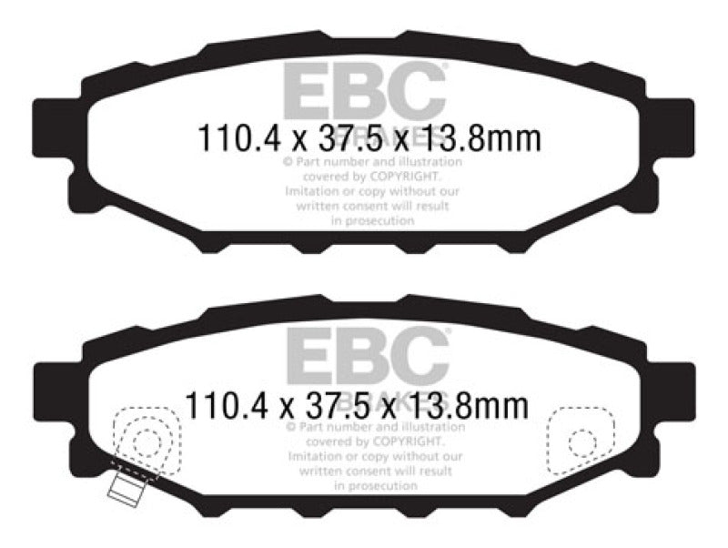 EBC DP31584C 12+ Subaru BRZ 2.0 (solid rear rotors) Redstuff Rear Brake Pads